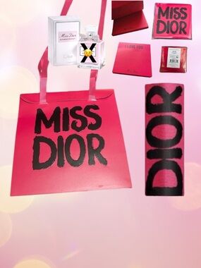 Dior Miss Dior Pink Set - lipstick case, bag, sticky note pad, empty box 😘